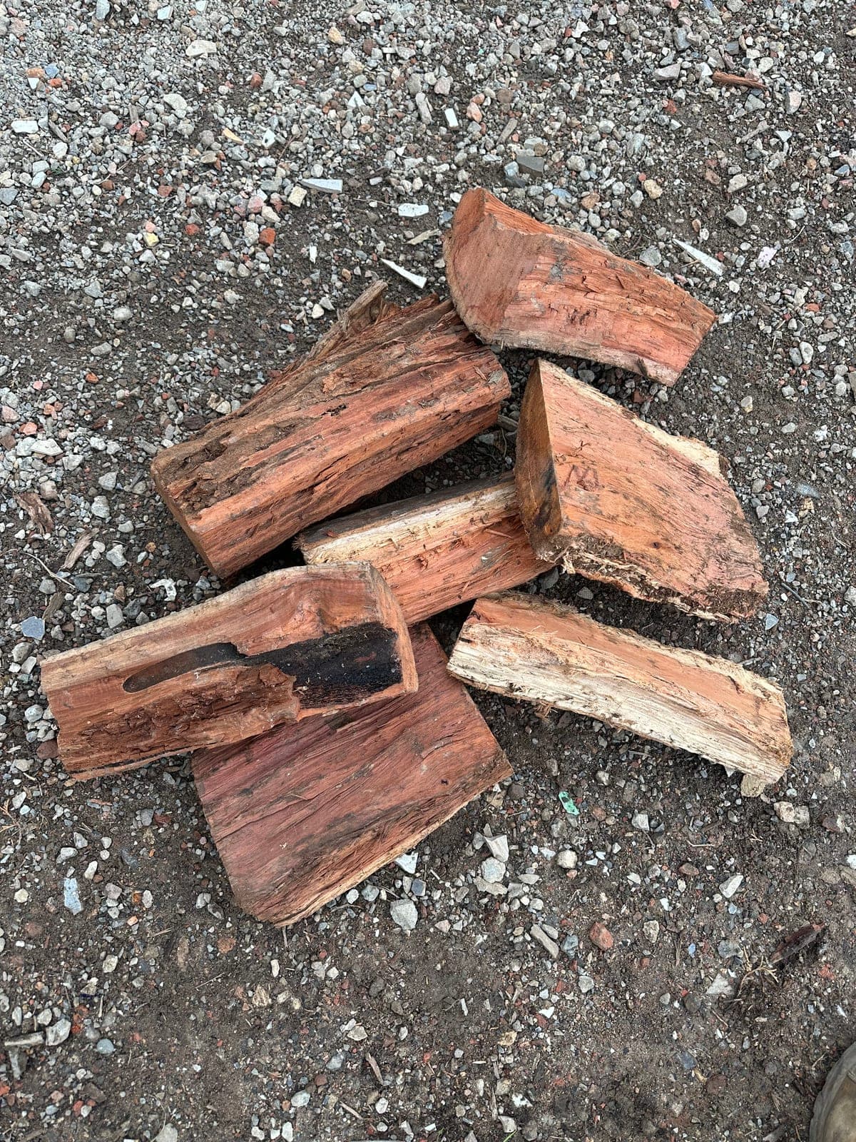 Double-split firewood — pieces split once more for easier lighting